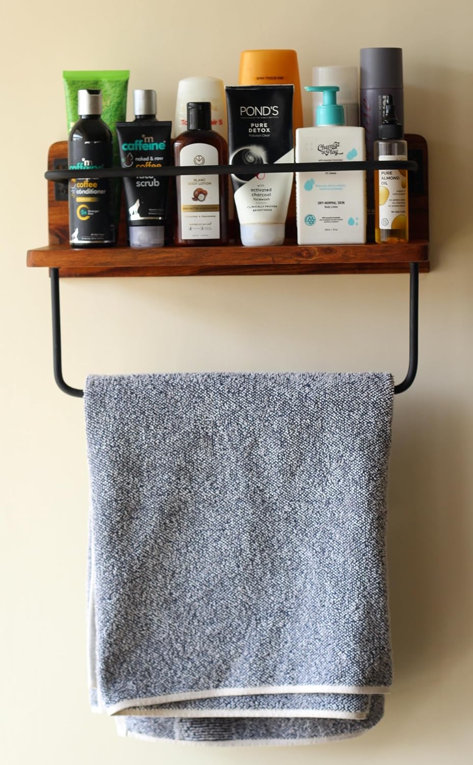 Multipurpose Wooden Wall Rack - Acacia Wood Wall Shelf