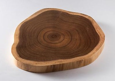 Single Piece Round Sheesham Tree Log Live Edge Chopping Board (14x12x1.25 Inch)