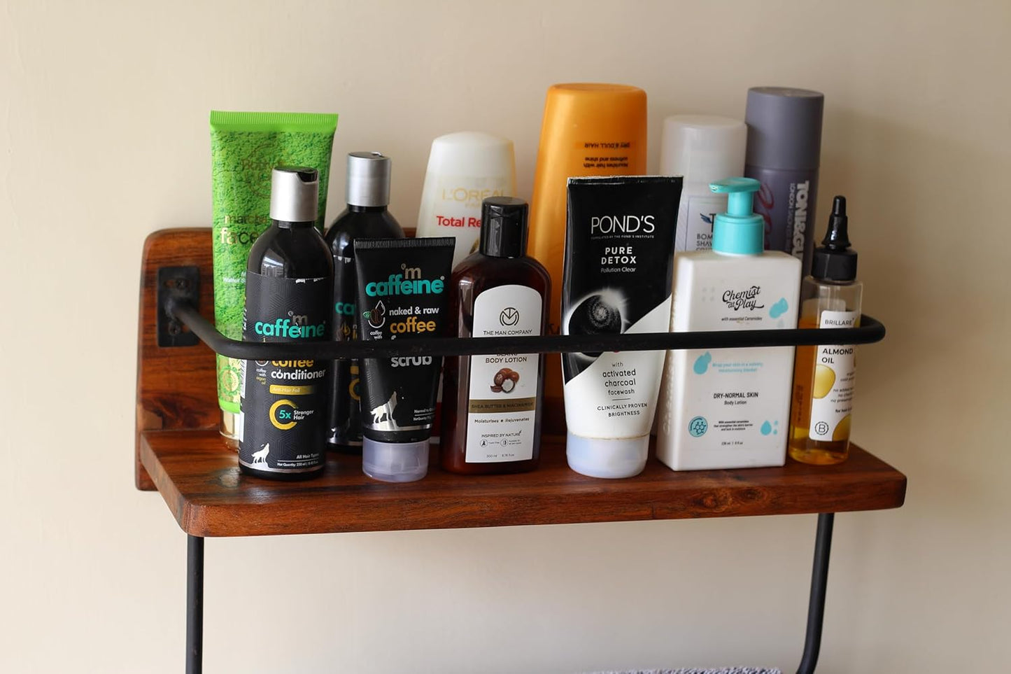 Multipurpose Wooden Wall Rack - Acacia Wood Wall Shelf