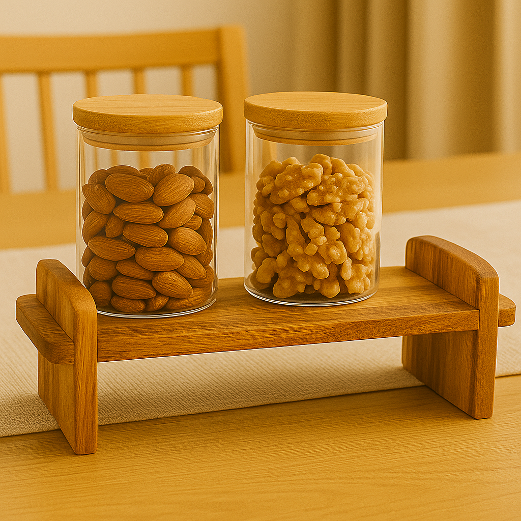 Collapsible Acacia Wood Riser – Multi-Use Platter for Kitchen & Dining