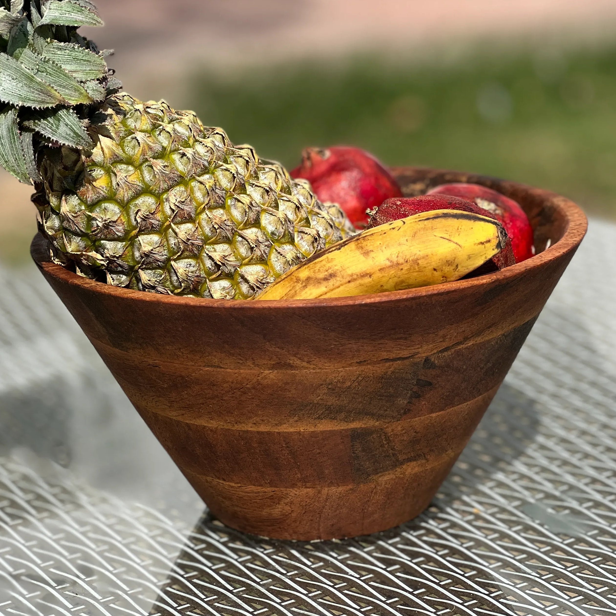 Large Mango Wood Fruit Salad Bowl 10 Inch - Main Image