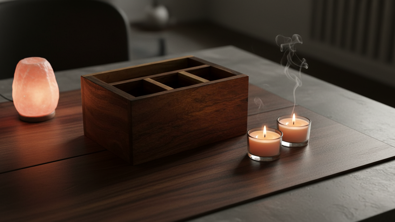 Acacia Wood Cutlery Holder / Organiser 20 Length x 15 width x 10 height cms