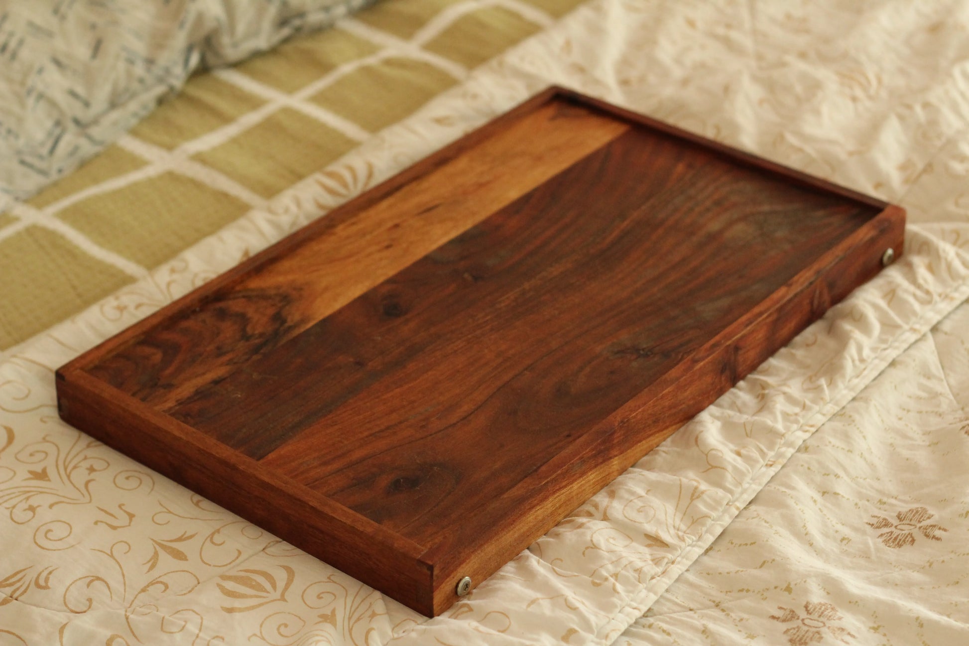 Flat-lay of the folded laptable showing portability and compact design.