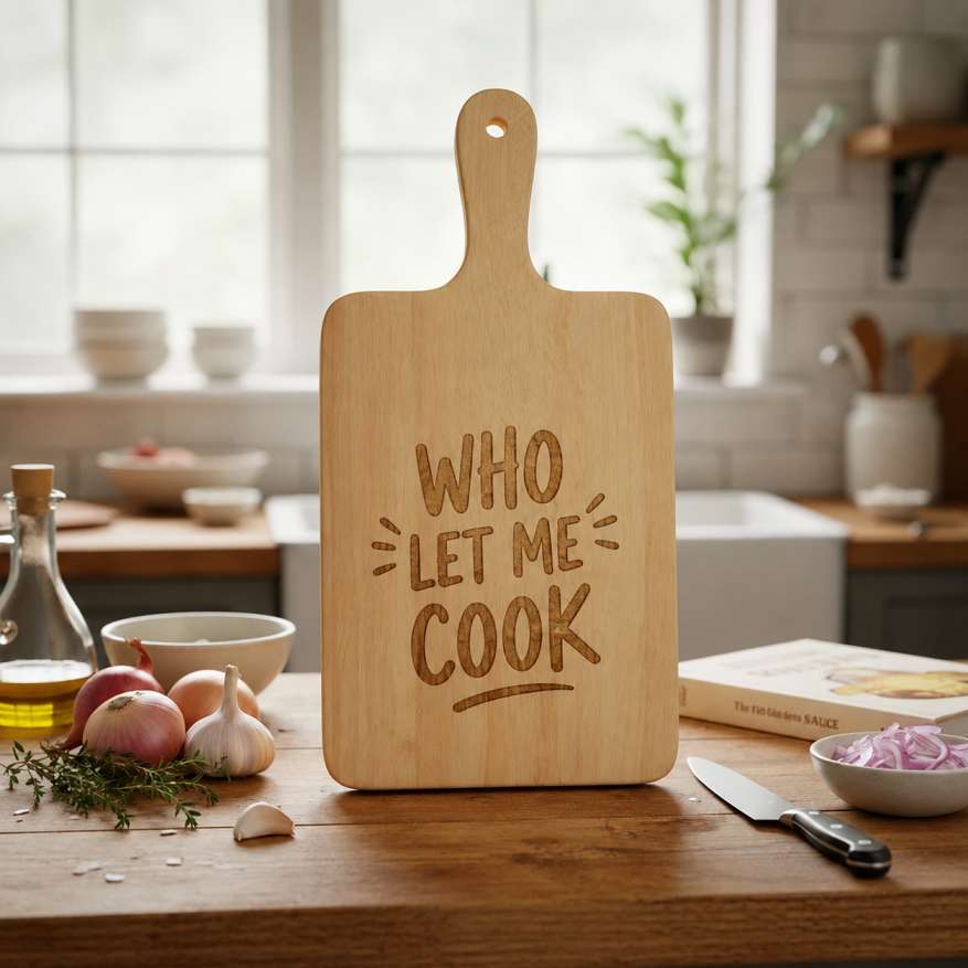 Malaysian Wood Cutting Board – Who Let me Cook -  Size 16 x 8 x 0.5 Inch