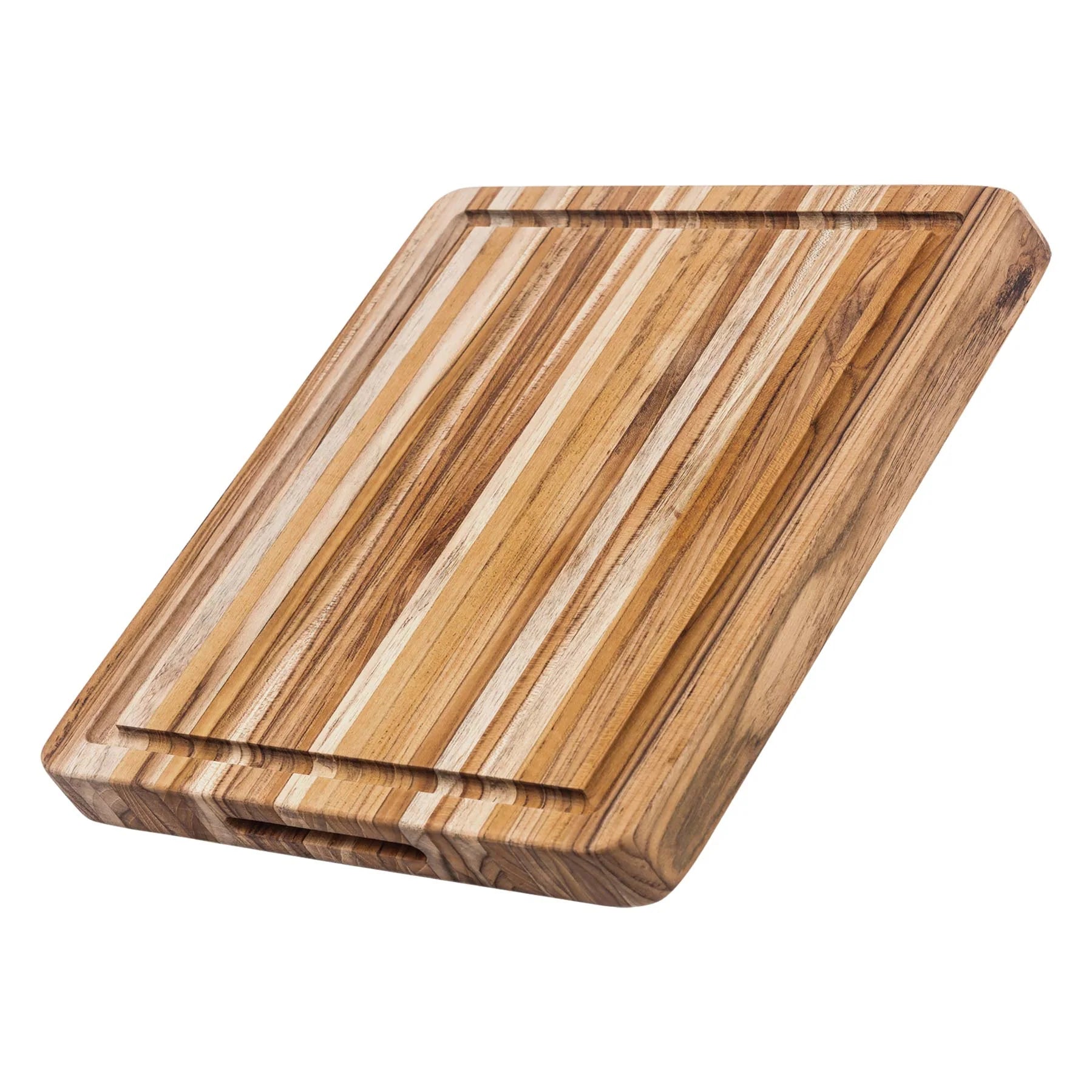 Cutting board in use during food prep, showcasing its stability and knife-friendly surface.