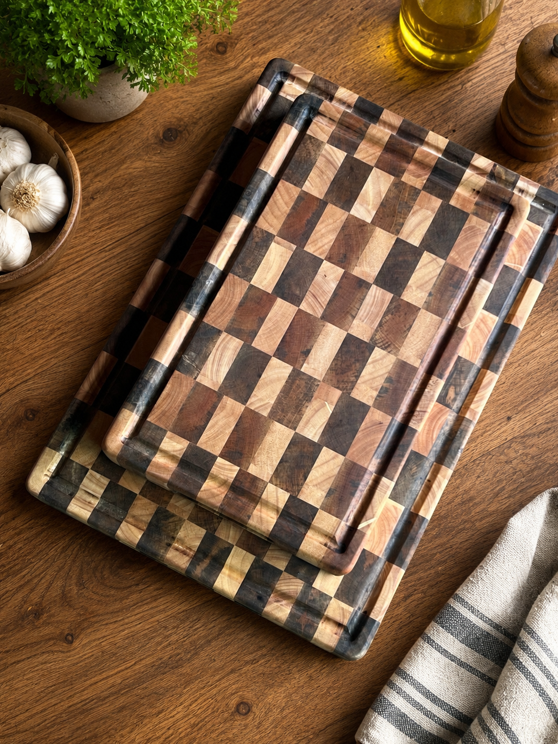 Checkered End Grain Cutting Board