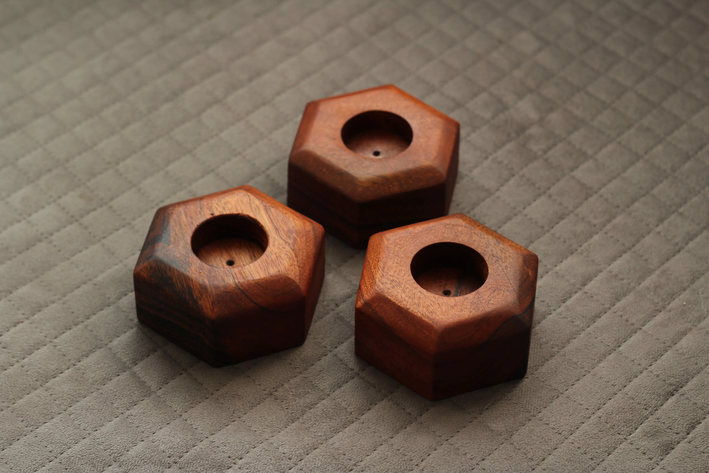 Wood Chop Acacia Wood Tea Light Candle Holders 3.2x3.2x1.5 Set of 3