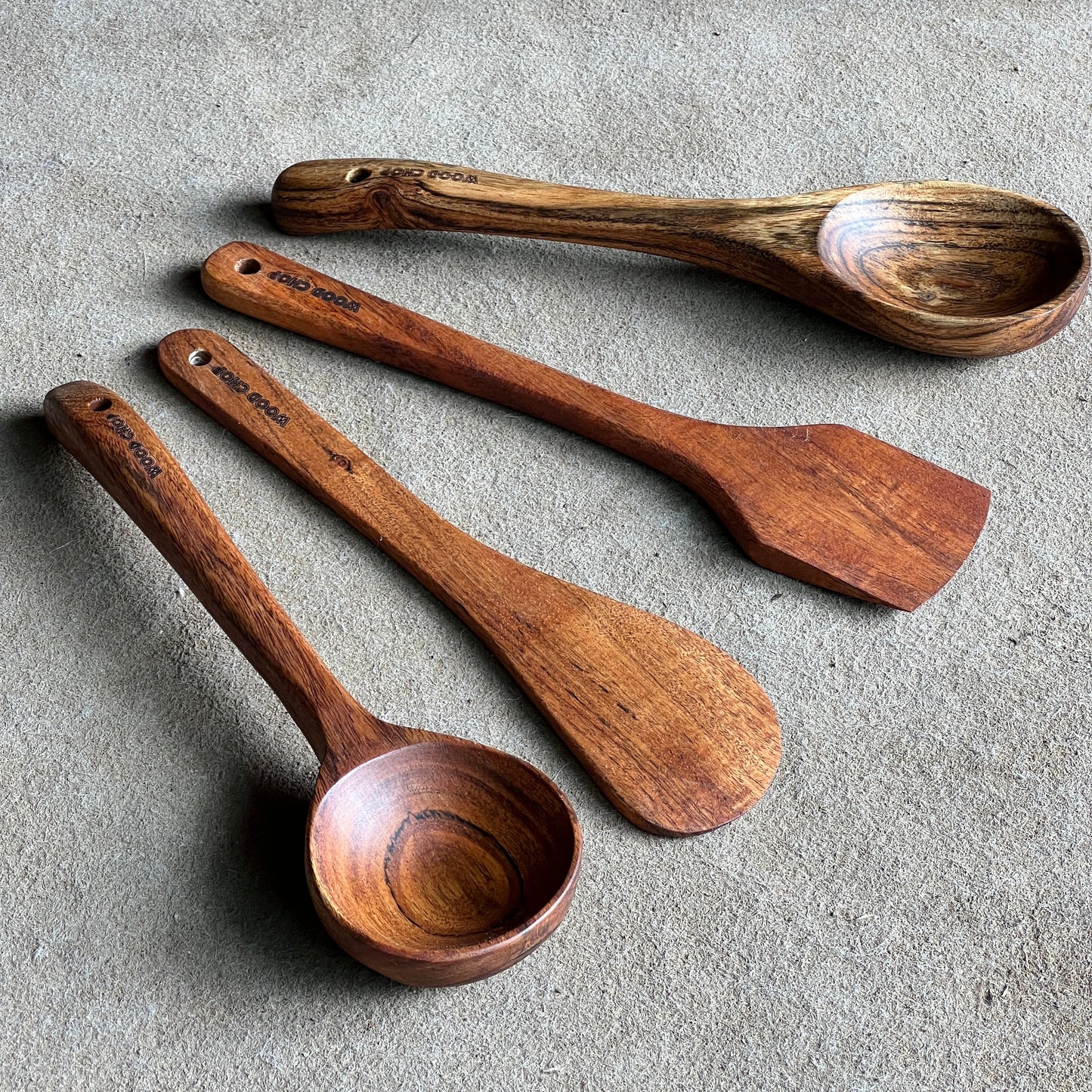 Acacia Wood Cooking Cutlery Set of 4 (1 Spatula, 1 Turner, 1 Spoon and 1 Ladle) for Non Stick Utensils - 11.5 inch Length -  Food Grade Finish