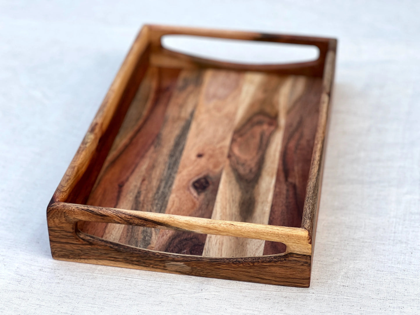 Acacia Wood Serving Tray | Natural Wood Finish 16 * 10 * 2.5 inch