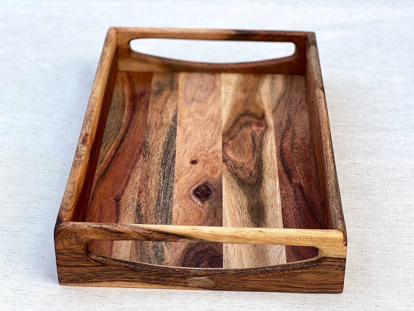 Acacia Wood Serving Tray | Natural Wood Finish 16 * 10 * 2.5 inch