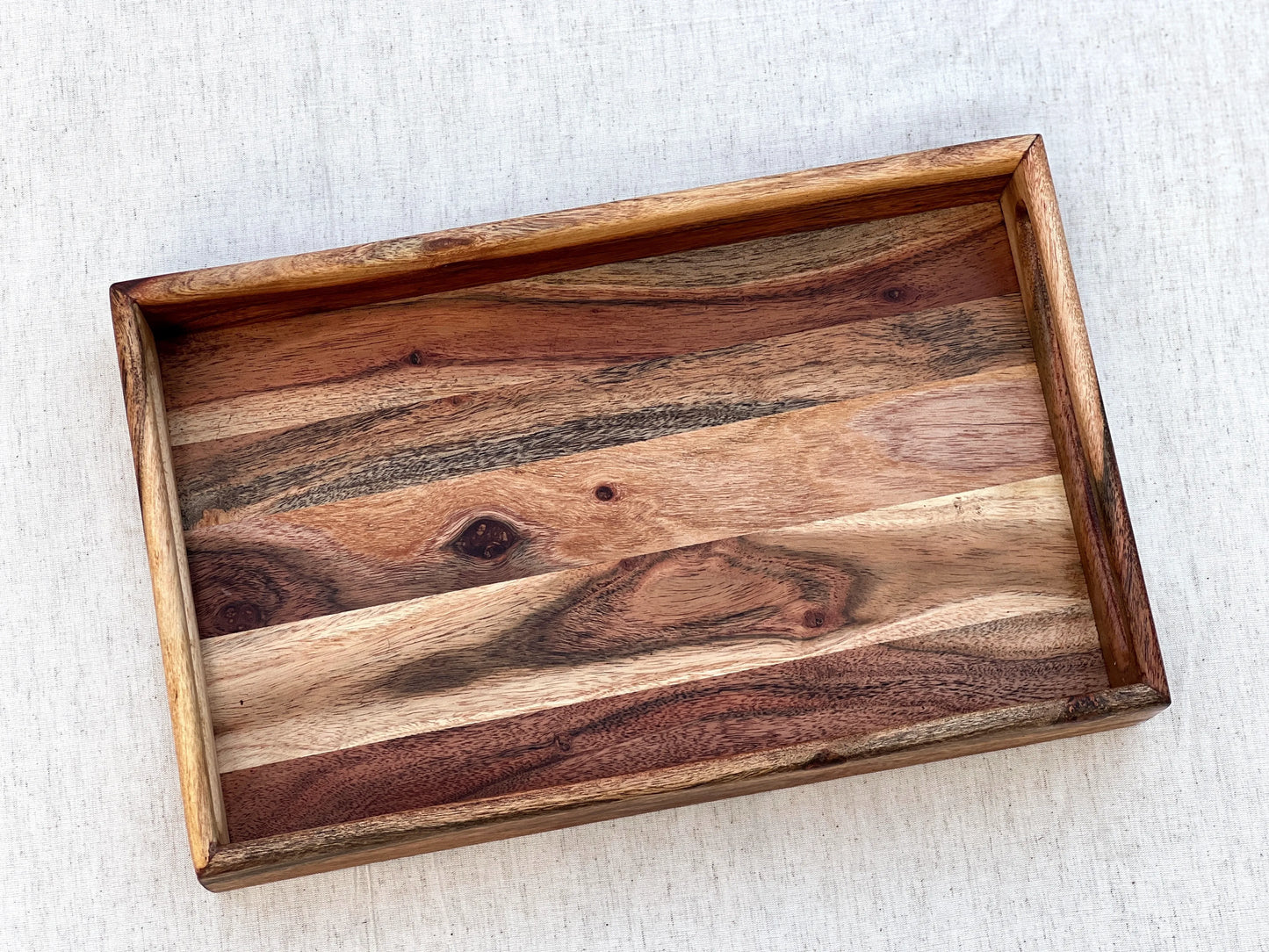 Acacia Wood Serving Tray | Natural Wood Finish 16 * 10 * 2.5 inch