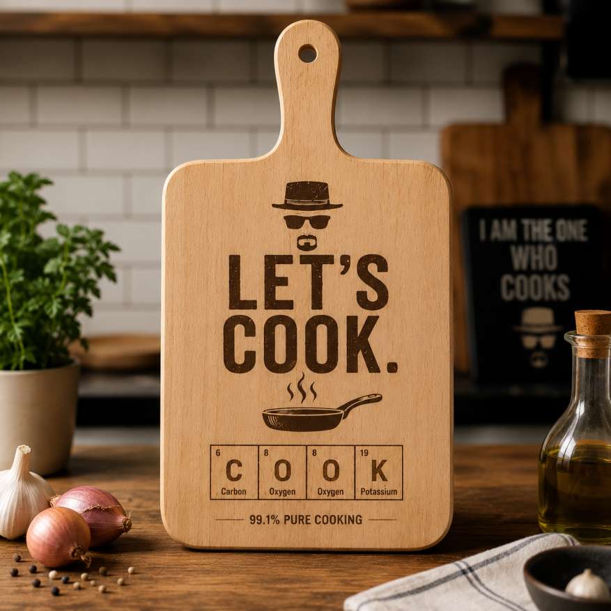 Malaysian Wood Cutting Board – Let's Cook -  Size 16 x 8 x 0.5 Inch