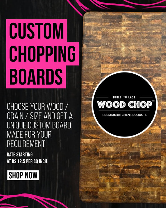 Top view of custom engraved wooden cutting board with couple’s names, perfect for wedding gifting.