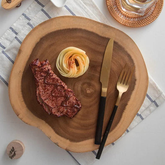 Single Piece Round Sheesham Tree Log Live Edge Chopping Board (14x12x1.25 Inch)