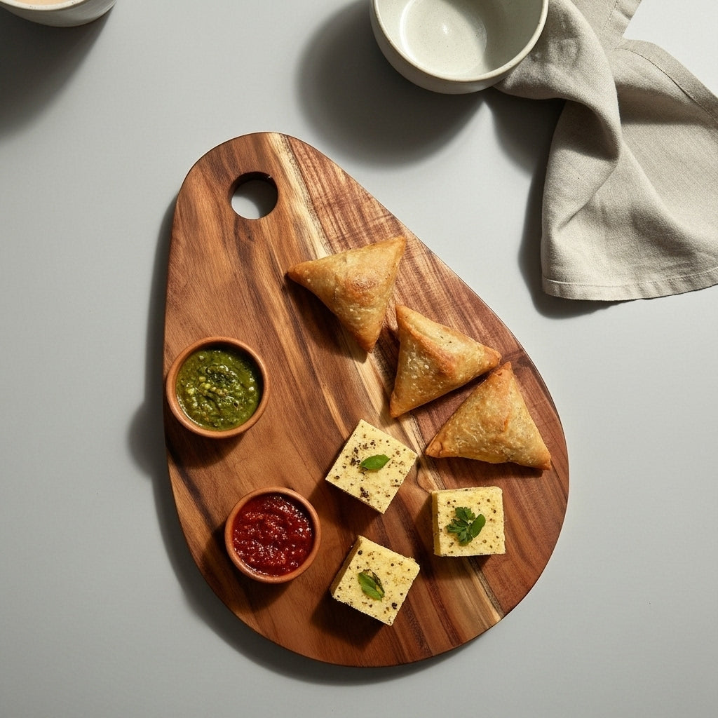 Oval Acacia Wood Platter for Serving & Gifting  - 30 cm Length x 22 cm Width x 0.5 cm Height