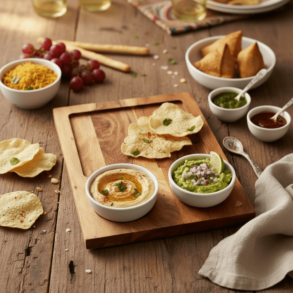 Wooden Serving Platter with Dip Slots