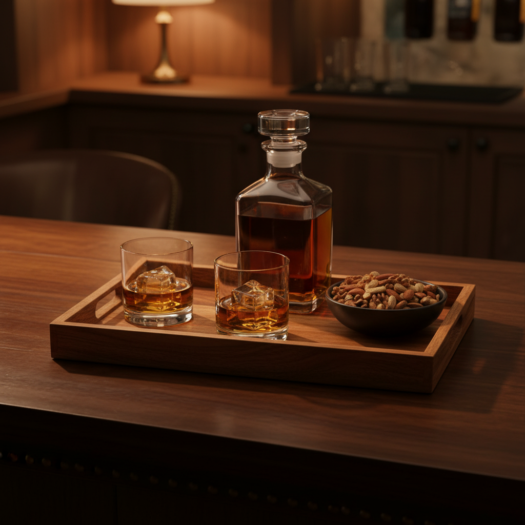 Acacia Wood Serving Tray | Natural Wood Finish 16 * 10 * 2.5 inch