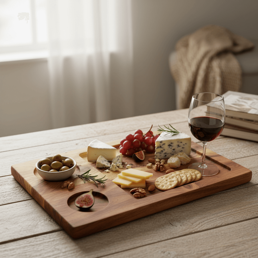 Wooden Serving Platter with Dip Slots