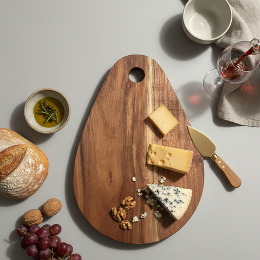 Oval Acacia Wood Platter for Serving & Gifting  - 30 cm Length x 22 cm Width x 0.5 cm Height