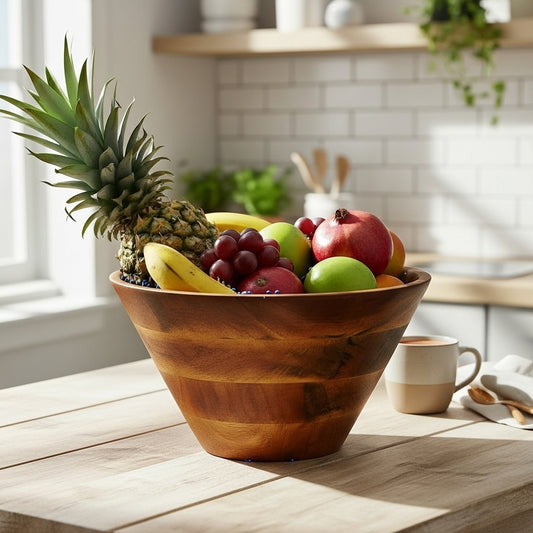Large Mango Wood Fruit / Salad Bowl 10 * 5 * 4.5 Inch