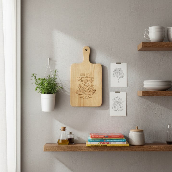 Malaysian Wood Cutting Board – Laser Engraved Artwork - Kitchen Gift Edition - Size 16 x 8 x 0.5 Inch