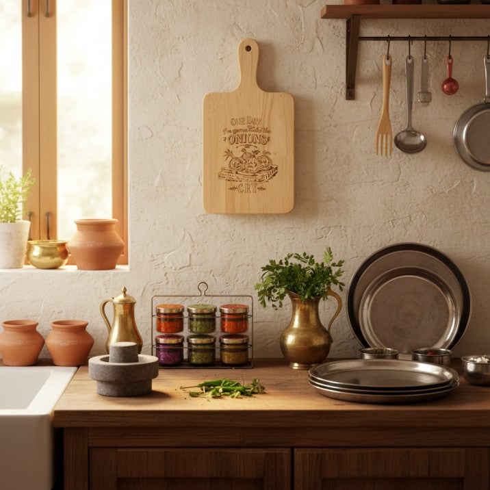 Malaysian Wood Cutting Board – Laser Engraved Artwork - Kitchen Gift Edition - Size 16 x 8 x 0.5 Inch